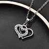 304 Stainless Steel Crystal Rhinestone Heart Pendant Cable Chain Necklaces for Women NJEW-Z056-01B-P-2