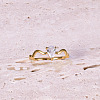 Teardrop 304 Stainless Steel with Clear Cubic Zirconia Finger Rings for Women FS-WG6614B-03-2