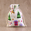 Christmas Theme Linenette Drawstring Bags LS-CON-PW0001-077A-1