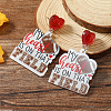 1Pair Leopard Print Heart Mother Sports Acrylic Dangle Stud Earrings EJEW-FS0001-22C-6