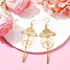 Brass Butterfly & Moon Dangle Earrings EJEW-TA00365-2