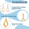 2Pcs 2 Colors Brass Pendants Cabochon Settings FIND-HS0001-14-4
