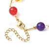 Natural & Synthetic Mixed Gemstone Round Beaded Link Chain Bracelet BJEW-JB09971-4