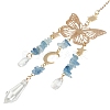 Aquamarine with Glass Pendant Decorations HJEW-TA00129-01-2