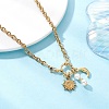 Round White Shell Pearl & 304 Stainless Steel Sun Moon Pendant Necklaces NJEW-JN05649-1