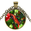 (Jewelry Parties Factory Sale)Christmas Theme Glass Pendant Necklaces NJEW-J056-B958-AB-1