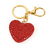 Handmade Polymer Clay Rhinestone Heart Keychains KEYC-TAC00068-01-2