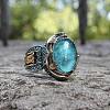 Oval Alloy with Glass Finger Rings FS-WG0E890-02-1
