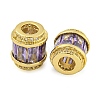 Rack Plating Brass Micro Pave Cubic Zirconia European Beads KK-F089-31G-3