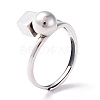 Cube & Round Beads 925 Sterling Silver Adjustable Ring for Women STER-G032-10AS-3