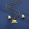 Word I Love Jesus 304 Stainless Steel Pendant Necklaces & Stud Earrings Sets FS-WGBBC94-01-2