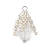 Glass Seed Beaded Bud Pendants PALLOY-MZ01096-02-1