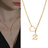 1Pc Letter & Heart Stainless Steel Lariat Necklaces for Women NJEW-LP0002-87G-Z-1