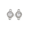 304 Stainless Steel Pave Clear Cubic Zirconia Flat Round Links Connector Charms STAS-F322-12P-1