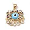 Lampwork Evil Eye Pendants with Colorful Cubic Zirconia ZIRC-L102-13G-05-2