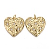 Hammered Brass Micro Pave Clear Cubic Zirconia Pendants X-KK-F821-14G-1
