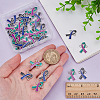 40Pcs 2 Colors Two Tone Alloy Enamel Awareness Ribbon Links Connector Charms ENAM-WR0001-16-3