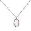 Oval Rhodium Plated 925 Sterling Silver Pendant Necklaces NJEW-P292-04P-1