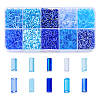 10 Colors Blue Series Transparent Colours Luster Glass Bugle Beads SEED-DC0001-07-1