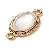 Brass Pave Natural Shell Oval Links Connector Charms KK-S403-10G-2