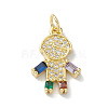 Rack Plating Brass Micro Pave Cubic Zirconia Pendants KK-H443-07G-02-1