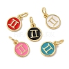 Real 18K Gold Plated Brass Enamel Charms KK-L216-001G-I-1