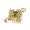 Brass Green Cubic Zirconia Clover Connector Charms KK-Q048-12G-2