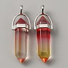 Glass Double Terminal Pointed Pendants LS-G-WH0016-41C-1