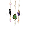 Gemstone Chips Beaded Moon Hanging Sun Catchers HJEW-M004-03-2