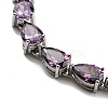 Rack Plating Brass Pave Cubic Zirconia Teardrop Links Bracelets for Women BJEW-H604-01P-07-2