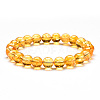 Natural Citrine Round Beaded Stretch Bracelets PW-WG43935-01-1