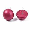 Painted Half Round Schima Wood Earrings for Girl Women EJEW-T017-02D-1