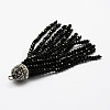 Electroplate Glass Bead Tassel Big Pendants X-EGLA-P023-07-2