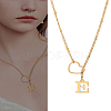1Pc Letter & Heart Stainless Steel Lariat Necklaces for Women NJEW-LP0002-87G-E-1