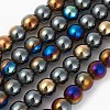 Electroplated Non-magnetic Synthetic Hematite Beads Strands G-P408-A-10mm-1