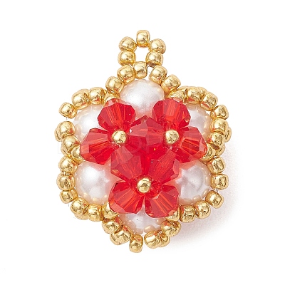 Glass Seed Beaded Pendants PALLOY-MZ01288-01-1