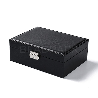 PU Imitation Leather Jewelry Organizer Box with Lock CON-P016-B03-1