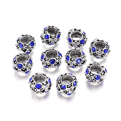 Alloy Rhinestone Rondelle European Beads ALRI-J051-04AS-1