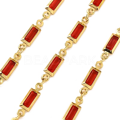 Brass Glass Rectangle Link Chains CHC-R001-01G-03-1