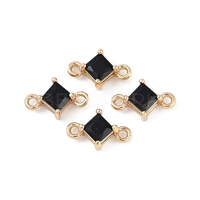 Brass Pave Glass Rhombus Links Connector Charms GLAA-Q088-001H-1