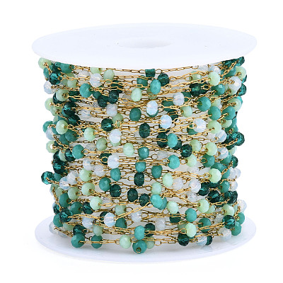 Glass Faceted Round Beaded Chains CHS-N003-07-1