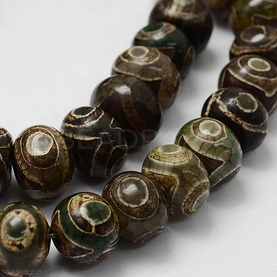 Tibetan Style 3-Eye dZi Beads Strands TDZI-G010-I01-1