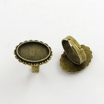 Vintage Adjustable Iron Finger Ring Components Alloy Cabochon Bezel Settings PALLOY-Q300-25AB-NR-1