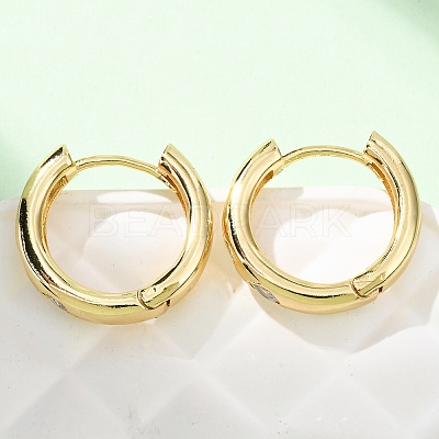 Brass Clear Cubic Zirconia Hoop Earrings EJEW-L277-02G-1