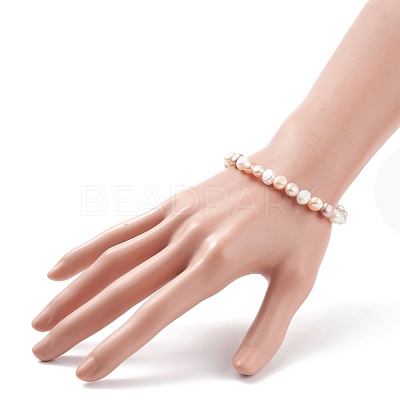 Natural Pearl Beaded Slider Bracelet for Women BJEW-JB08330-02-1