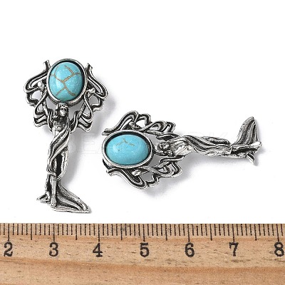 Angel Brass Synthetic Turquoise Pendants KK-D361-02AS-13-1
