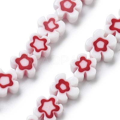 Handmade Millefiori Lampwork Beads Strands LAMP-F035-09O-1