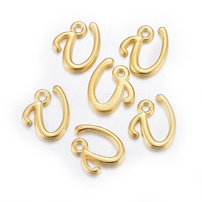 Golden Plated Alloy Letter Pendants X-PALLOY-J718-01G-U-1