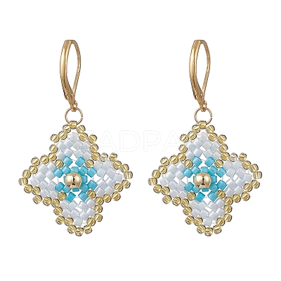 Handmade Glass Seed Beads Flower Leverback Earrings EJEW-MZ00578-01-1