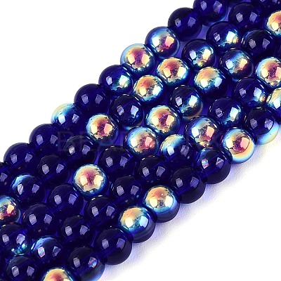 Electroplate Transparent Glass Beads Strands EGLA-Q132-4MM-A15-1